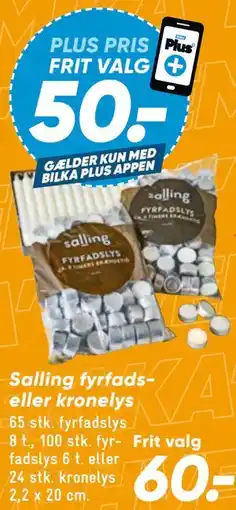 Bilka Salling fyrfads- eller kronelys tilbud