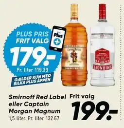 Bilka Smirnoff Red Label eller Captain Morgan Magnum tilbud