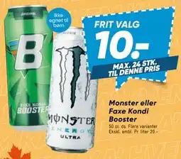 Bilka Monster eller Faxe Kondi Booster tilbud