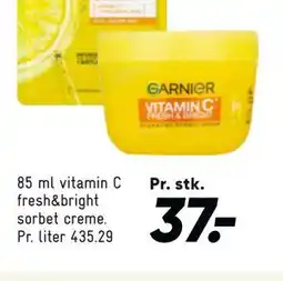 Bilka Garnier vitamin C fresh&bright sorbet creme tilbud