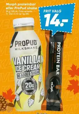 Bilka Murph proteinbar eller ProPud shake tilbud