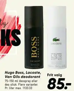 Bilka Hugo Boss, Lacoste, Van Gils deodorant tilbud