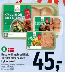 Føtex Rose kyllingebrystfilet, -lårfilet eller hakket kyllingekød tilbud