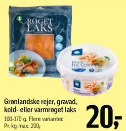Føtex Grønlandske rejer, gravad, kold- eller varmrøget laks tilbud