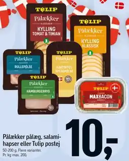 Føtex Pålækker pålæg, salamihapser eller Tulip postej tilbud
