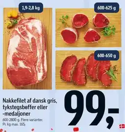 Føtex Nakkefilet af dansk gris, tykstegsbøffer eller -medaljoner tilbud