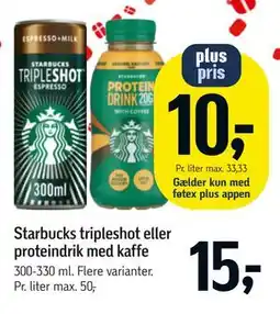 Føtex Starbucks tripleshot eller proteindrik med kaffe tilbud