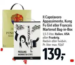Føtex Il Capolavoro Appassimento, Kung Fu Girl eller Francois Martenot Bag-in-Box tilbud