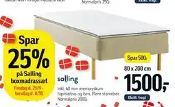 Føtex Spar 25% på Salling boxmadrassæt tilbud