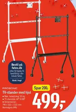 Føtex PROSONIC TV-stander med hjul tilbud