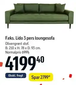 Føtex Lido 3 pers loungesofa tilbud