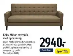 Føtex Milton sovesofa med opbevaring tilbud