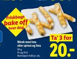 Lidl Börek med feta eller spinat og feta tilbud