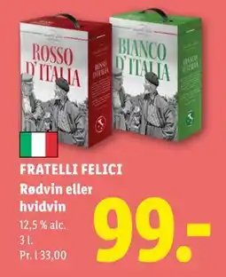 Lidl FRATELLI FELICI Rødvin eller hvidvin tilbud