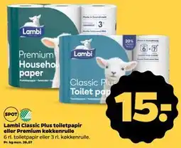 Netto Lambi Classic Plus toiletpapir eller Premium køkkenrulle tilbud