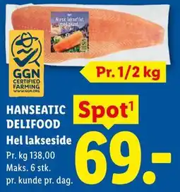 Lidl HANSEATIC DELIFOOD Hel lakseside tilbud