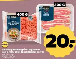 Netto Velsmag hakket grise- og kalvekød 8-12% eller dansk flæsk i skiver tilbud