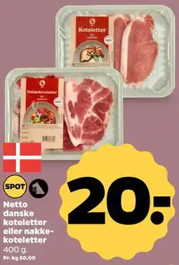 Netto Netto danske koteletter eller nakkekoteletter tilbud