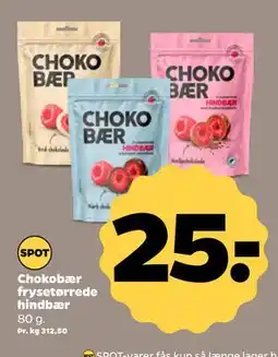 Netto Chokobær frysetørrede hindbær tilbud
