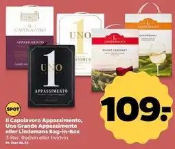 Netto Il Capolavoro Appassimento, Uno Grande Appassimento eller Lindemans Bag-in-Box tilbud