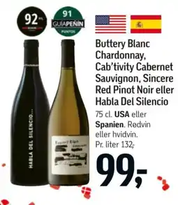 Føtex Habla Del Silencio Buttery Blanc Chardonnay, Cab'tivity Cabernet tilbud