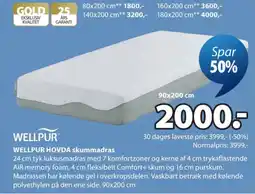 JYSK Wellpur Hovda skummadrass tilbud