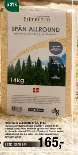 Land & Fritid PrimeFarm Allround Spån tilbud