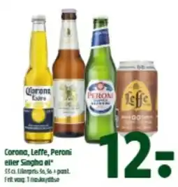 Coop 365 Corona, Leffe, Peroni eller Singha øl tilbud