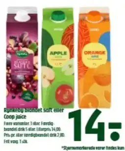 Coop 365 Rynkeby blandet saft eller Coop juice tilbud