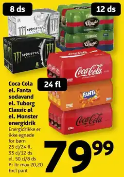 Løvbjerg Coca Cola el. Fanta sodavand el. Tuborg Classic øl el. Monster energidrik tilbud