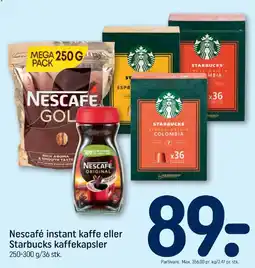 REMA 1000 Nescafé instant kaffe eller Starbucks kaffekapsler tilbud