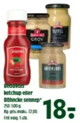 Coop 365 Beauvais ketchup eller Böhncke sennep tilbud