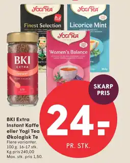 SPAR BKI Extra Instant Kaffe eller Yogi Tea Økologisk Te tilbud