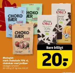 Løvbjerg Grøn Balance ØKO mørk chokolade 70% el. chokobær med jordbær tilbud