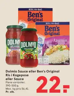 SPAR Dolmio Sauce eller Ben's Original Ris i Kogepose eller Sauce tilbud