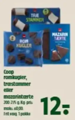Coop 365 Coop romkugler, træstammer eller mazarintærte tilbud
