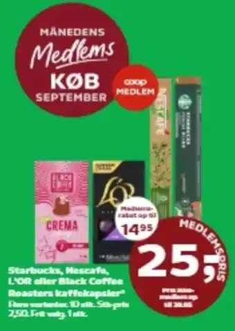 Starbucks Nescafe L'OR eller Black Coffee Roasters kaffekapsler