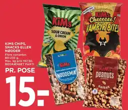 MENY Kims chips, snacks eller nødder tilbud