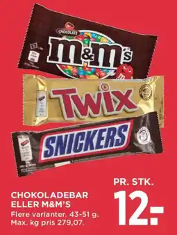 MENY Chokoladebar eller m&m's tilbud