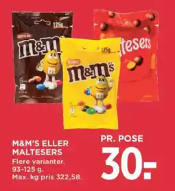 MENY M&M'S ELLER MALTESERS tilbud