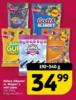 Løvbjerg Malaco slikposer el. Skipper's mini pipes tilbud