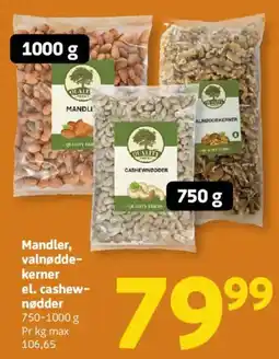 Løvbjerg Quality Farms mandler, valnøddekerner el. cashewnødder tilbud