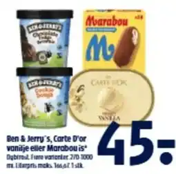 Coop 365 Ben & Jerry's, Carte D'or vanilje eller Marabou is tilbud