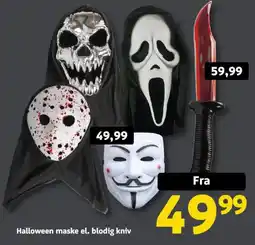 Løvbjerg Halloween maske el. blodig kniv tilbud