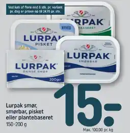 REMA 1000 Lurpak smør, smørbar, pisket eller plantebaseret tilbud