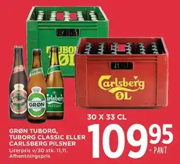 MENY Grøn Tuborg, Tuborg Classic eller Carlsberg Pilsner tilbud
