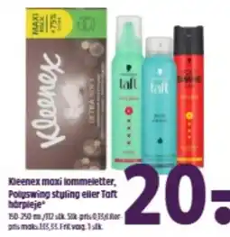 Coop 365 Kleenex maxi lommeletter, Polyswing styling eller Taft hårpåeje tilbud