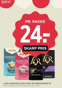MENY L'OR kapsler eller Yogi Tea økologisk te tilbud