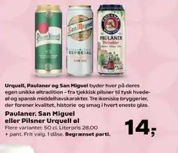 SuperBrugsen Urquell, Paulaner og San Miguel tilbud