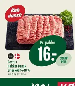 Min Købmand Gestus Hakket Dansk Grisekød 14-18 % tilbud